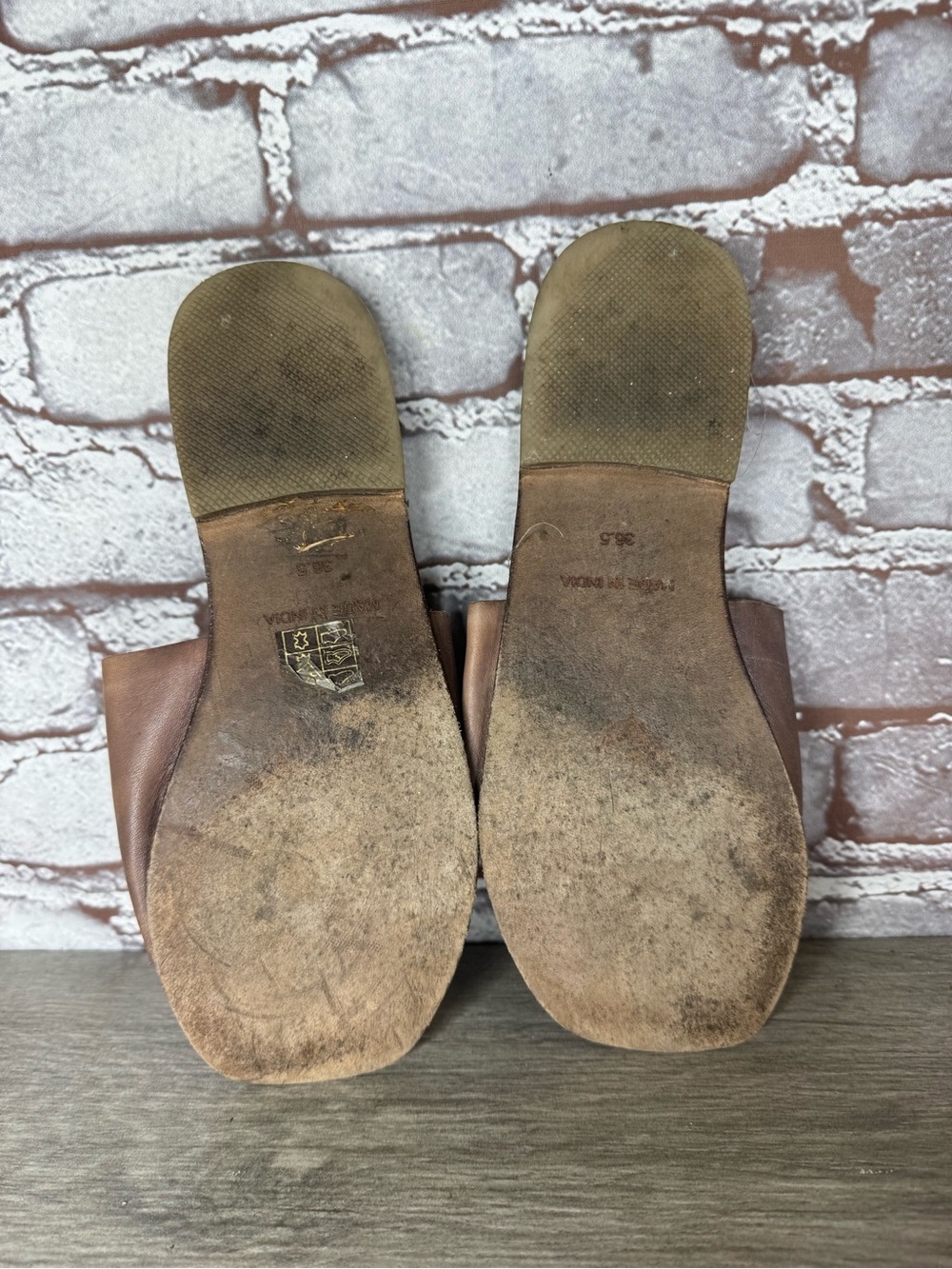 Free People Brown Leather Casual Sandals Slides Slip On Women’s Sz 36.5EU/6M US - Picture 10 of 14